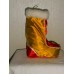 Новогодний носок (атлас) красно-золотого цвета с бантиками и снежинкой